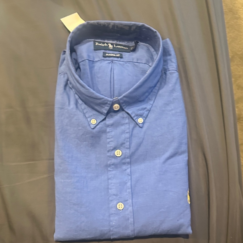 Ralph Lauren Men's Casual Blue Button Down Shirt - XXL - Classic Fit
